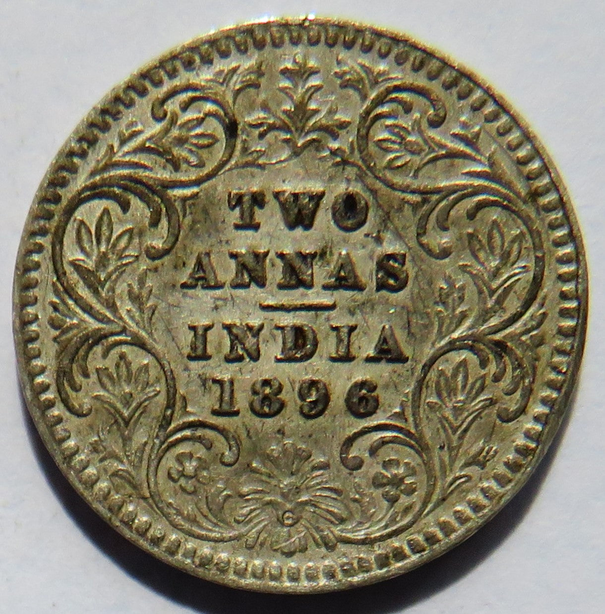 1896 Queen Victoria India Silver 2 Annas Coin