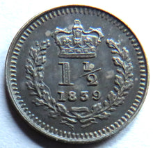 Load image into Gallery viewer, 1839 Queen Victoria Silver Three-halfpence Coin For Colonial Use
