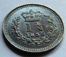 Load image into Gallery viewer, 1839 Queen Victoria Silver Three-halfpence Coin For Colonial Use
