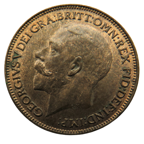 1924 King George V Farthing Coin - Great Britain