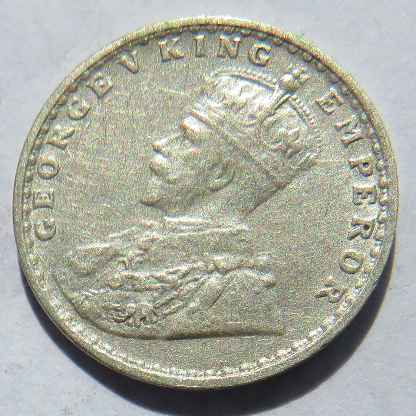 1916 King George V India Silver 2 Annas Coin