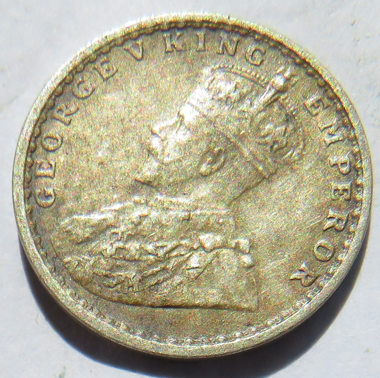 1917 King George V India Silver 2 Annas Coin