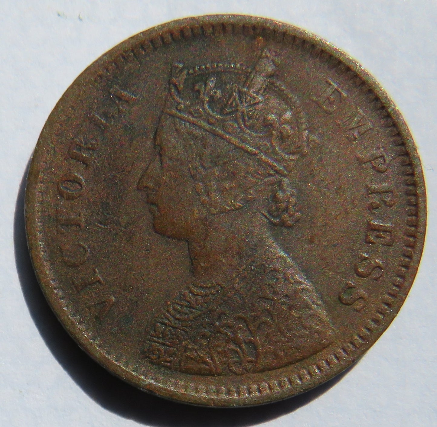1892 Queen Victoria India 1/2 Pice Coin