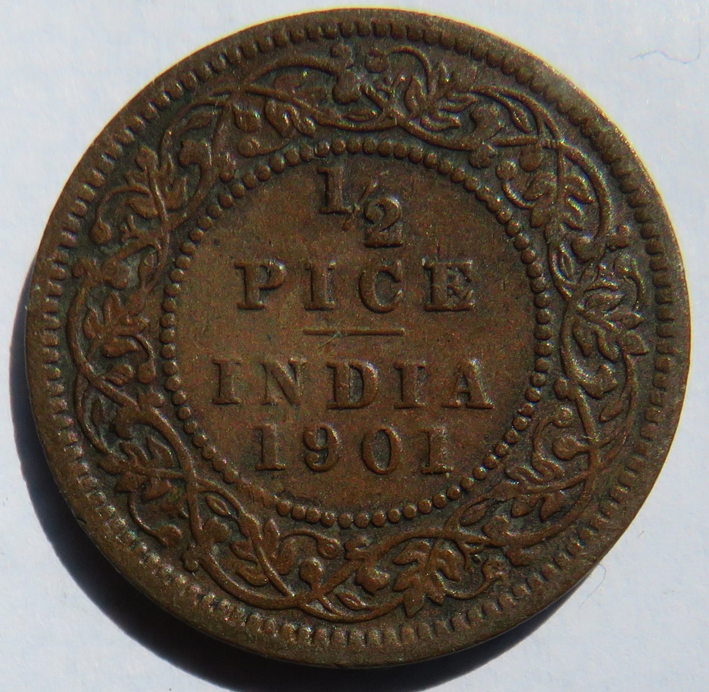 1901 Queen Victoria India 1/2 Pice Coin