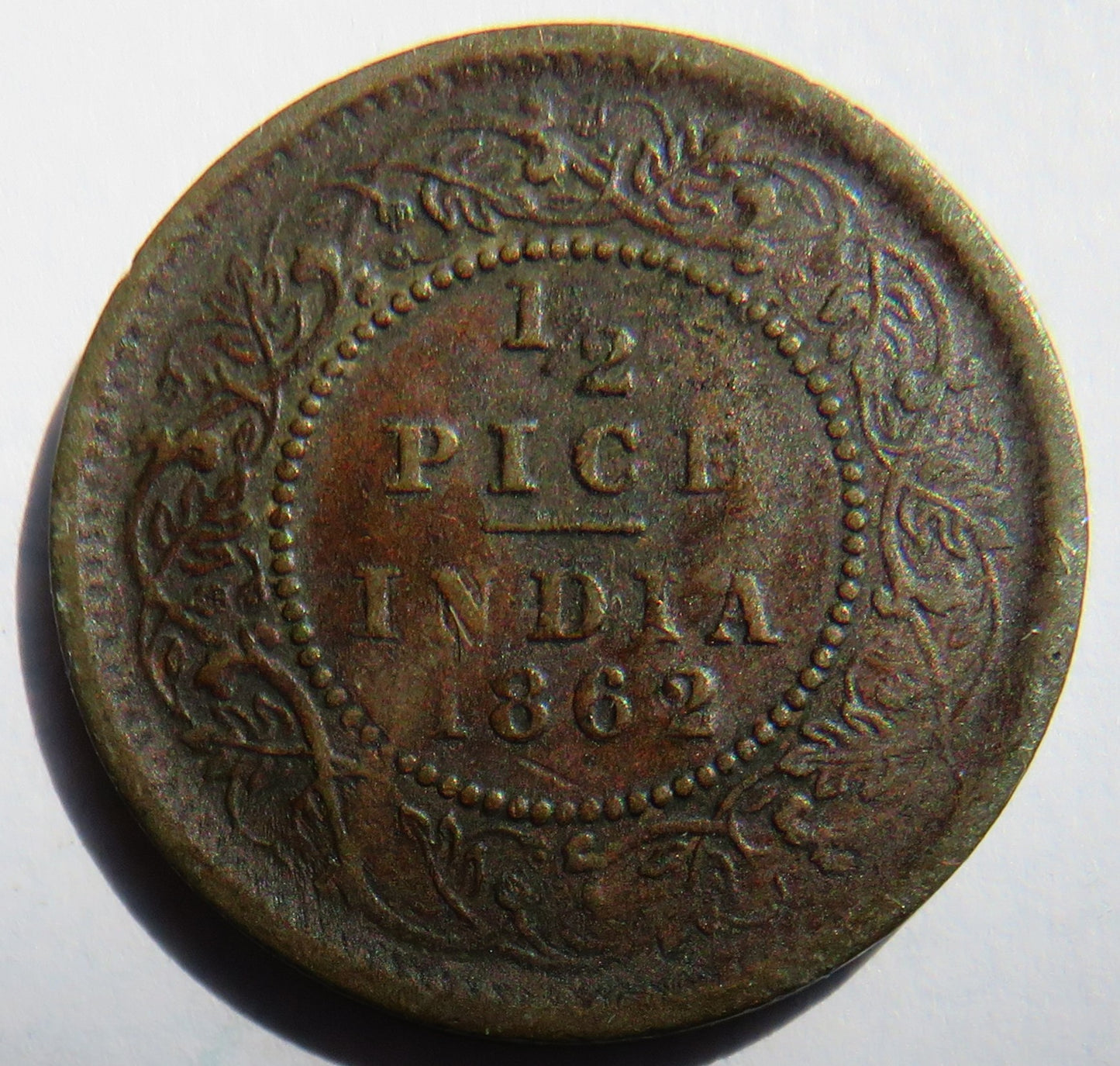 1862 Queen Victoria India 1/2 Pice Coin