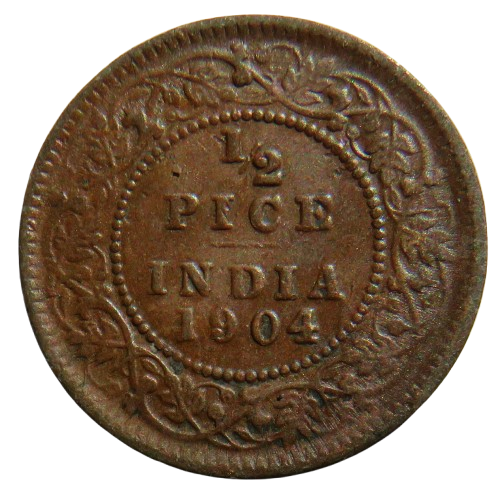 1904 King Edward VII India 1/2 Pice Coin