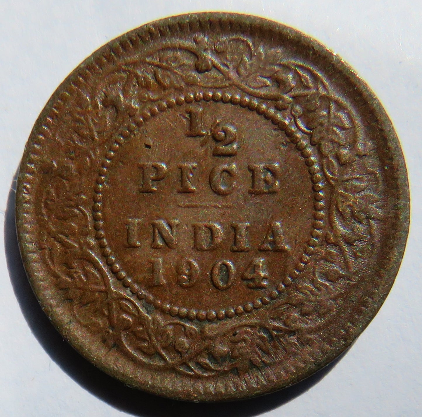1904 King Edward VII India 1/2 Pice Coin