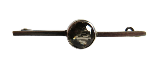 Antique Silver & Smoky Quartz Ladies Bar Brooch
