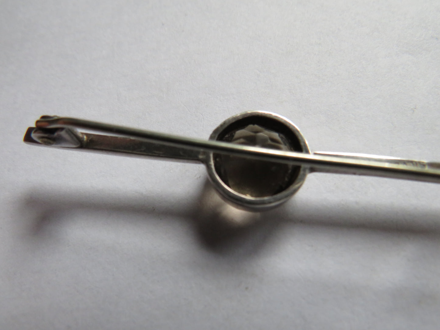 Antique Silver & Smoky Quartz Ladies Bar Brooch