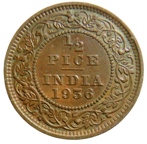 1936 King George V India 1/2 Pice Coin
