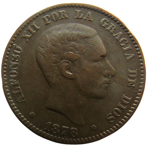 1878 Spain 10 Centimos Coin