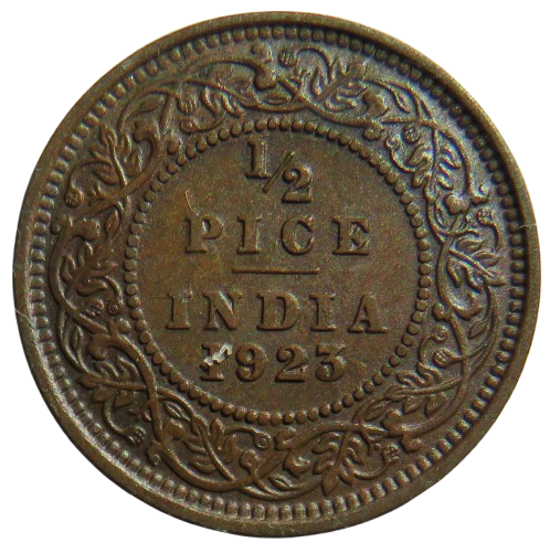 1923 King George V India 1/2 Pice Coin