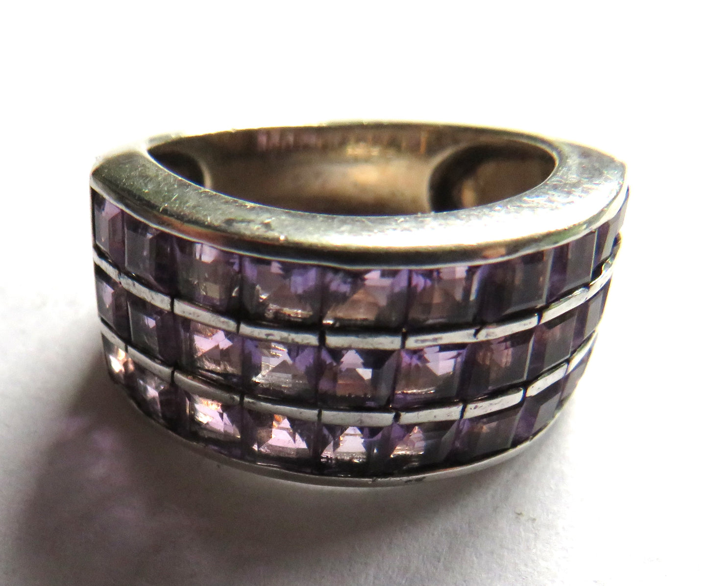 Sterling Silver & Purple Stone Ladies Ring Fully Hallmarked - UK Size Q