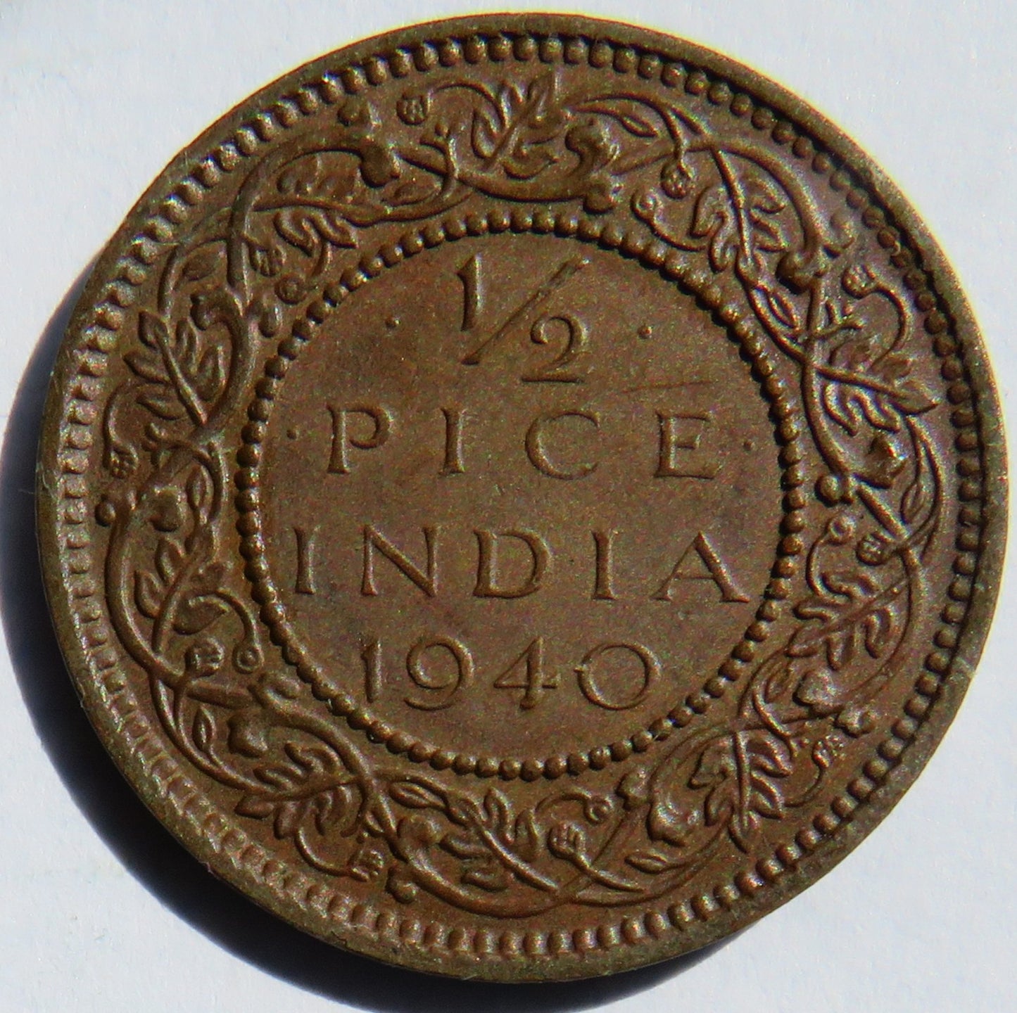 1940 King George India 1/2 Pice Coin