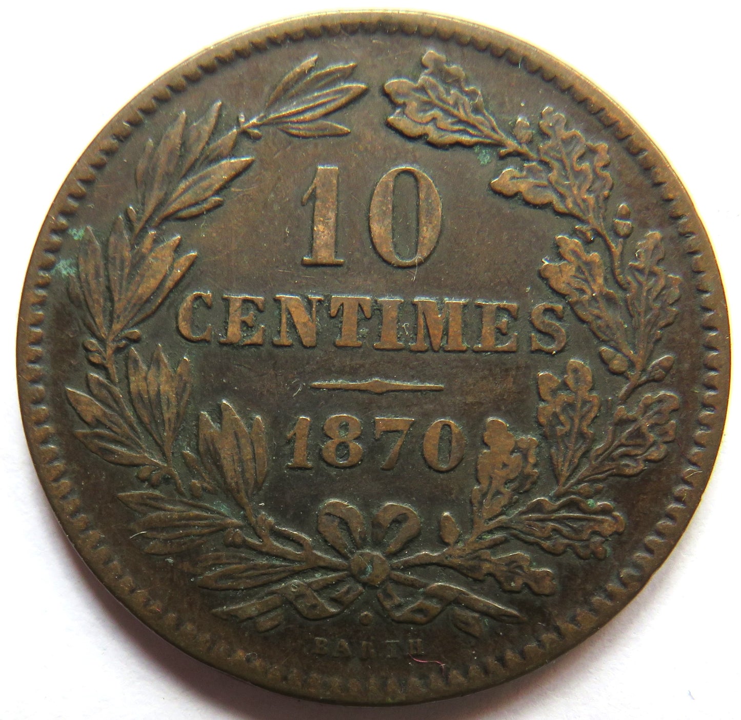 1870 Luxembourg 10 Centimes Coin