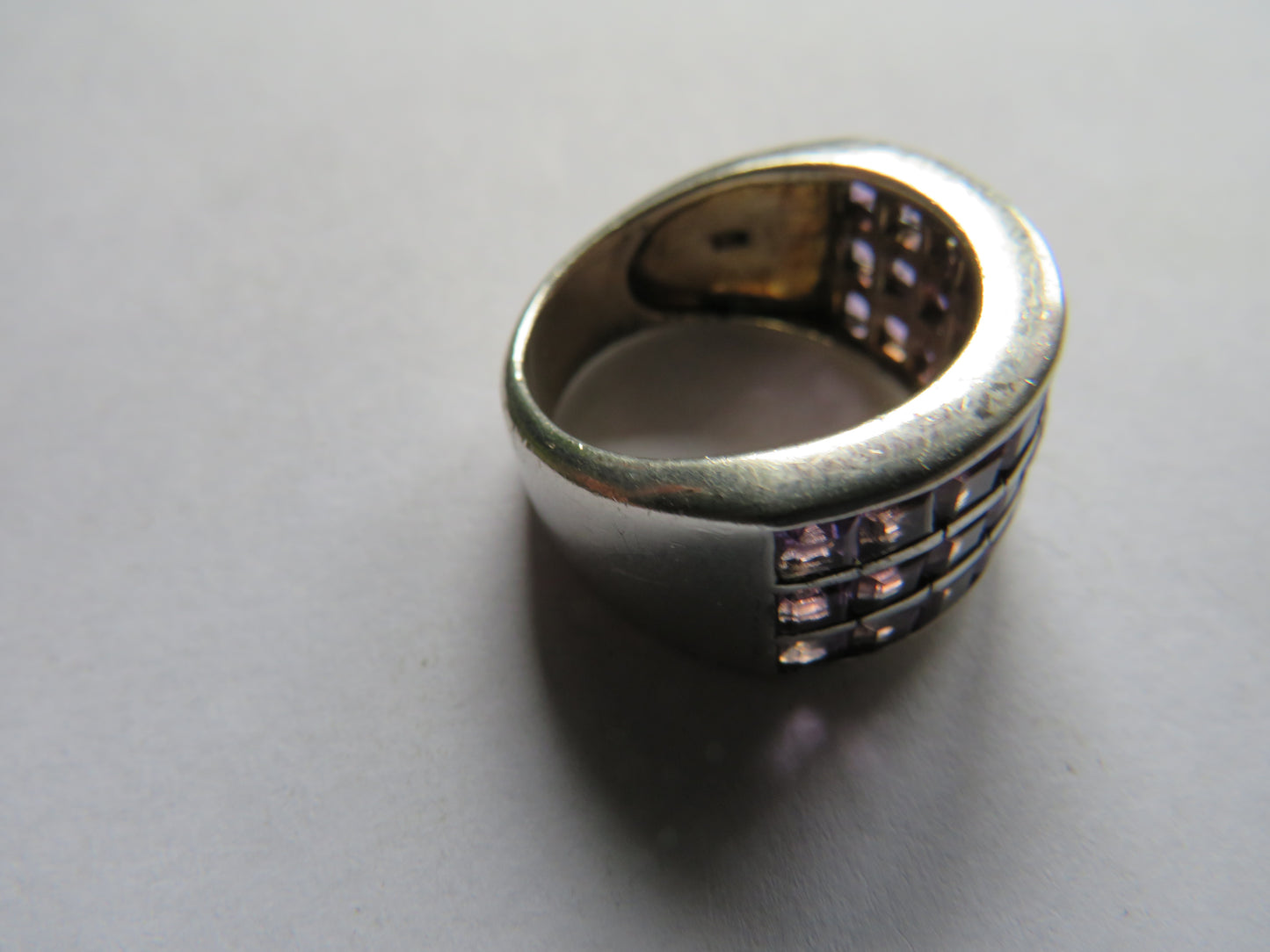 Sterling Silver & Purple Stone Ladies Ring Fully Hallmarked - UK Size Q
