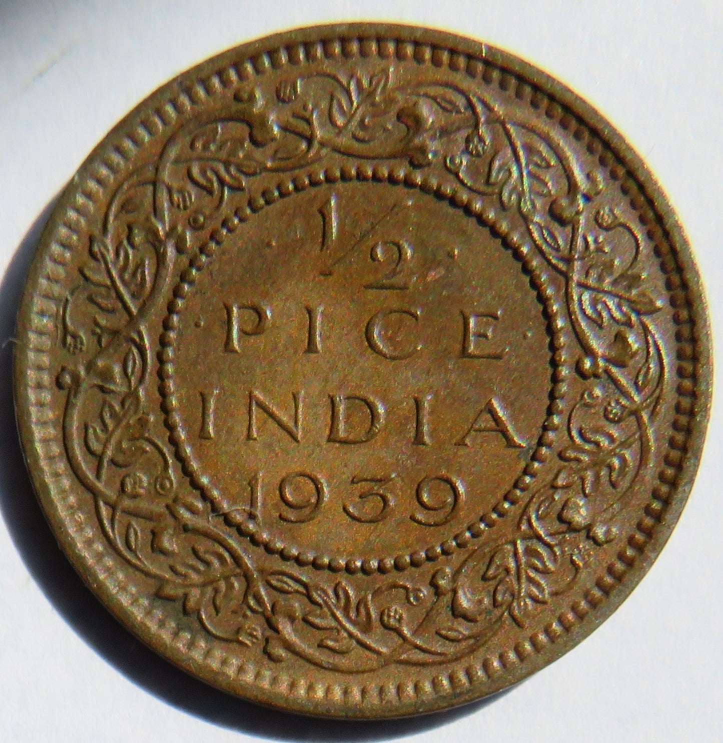 1939 King George India 1/2 Pice Coin