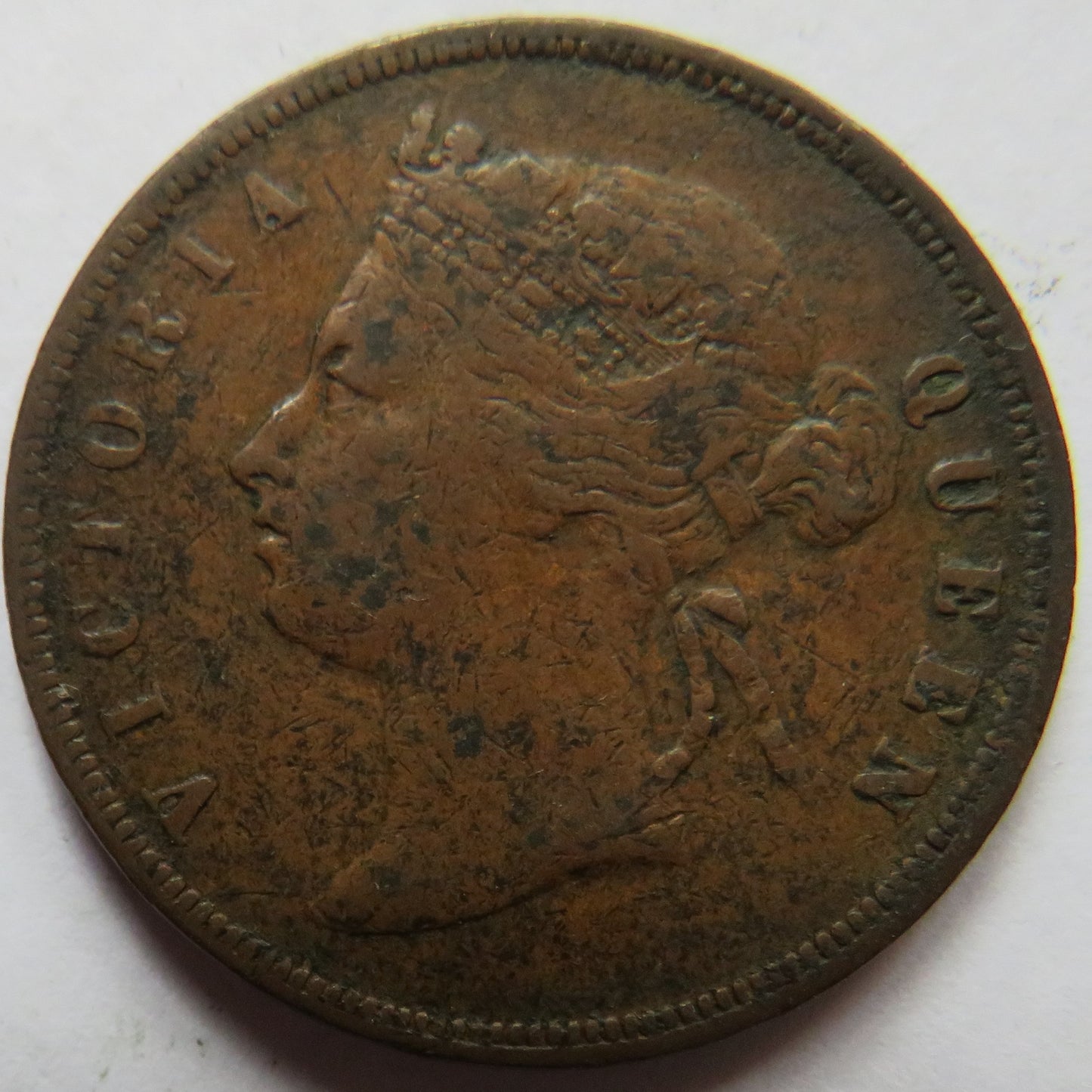 1874 Queen Victoria Straits Settlements One Cent Coin