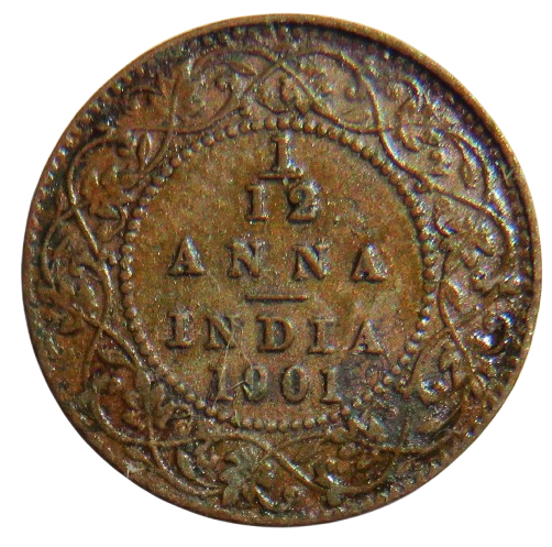 1901 Queen Victoria India 1/12 Anna Coin
