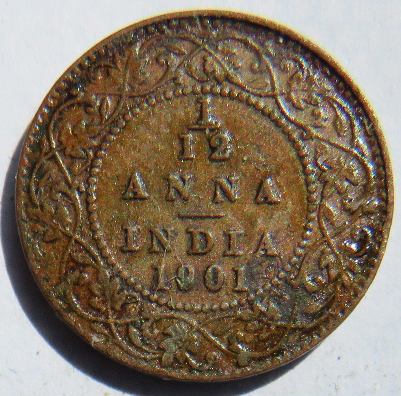 1901 Queen Victoria India 1/12 Anna Coin