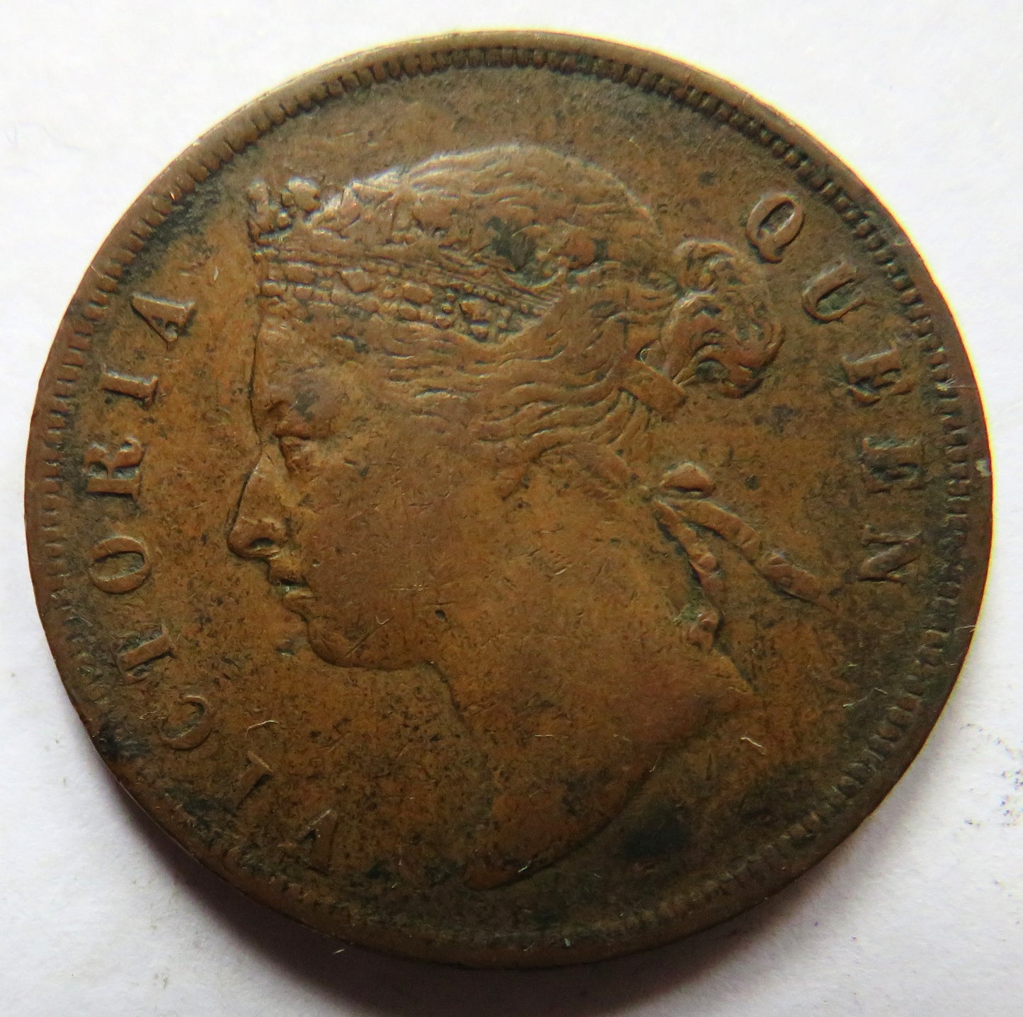 1877 Queen Victoria Straits Settlements One Cent Coin