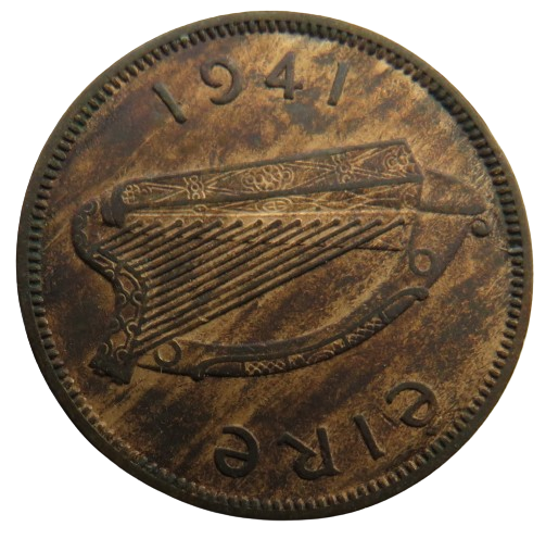 1941 Eire Ireland Halfpenny Coin