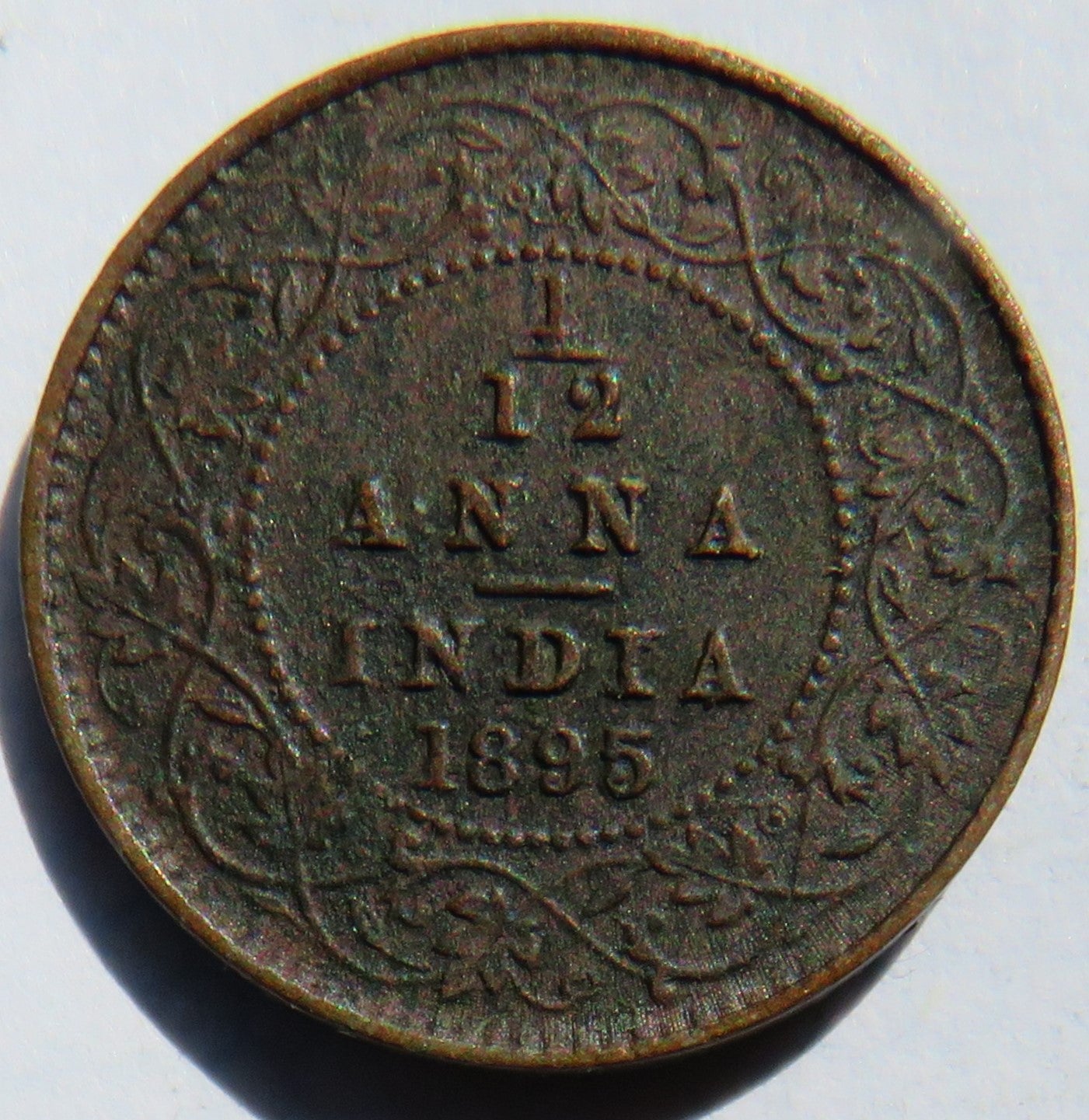 1895 Queen Victoria India 1/12 Anna Coin