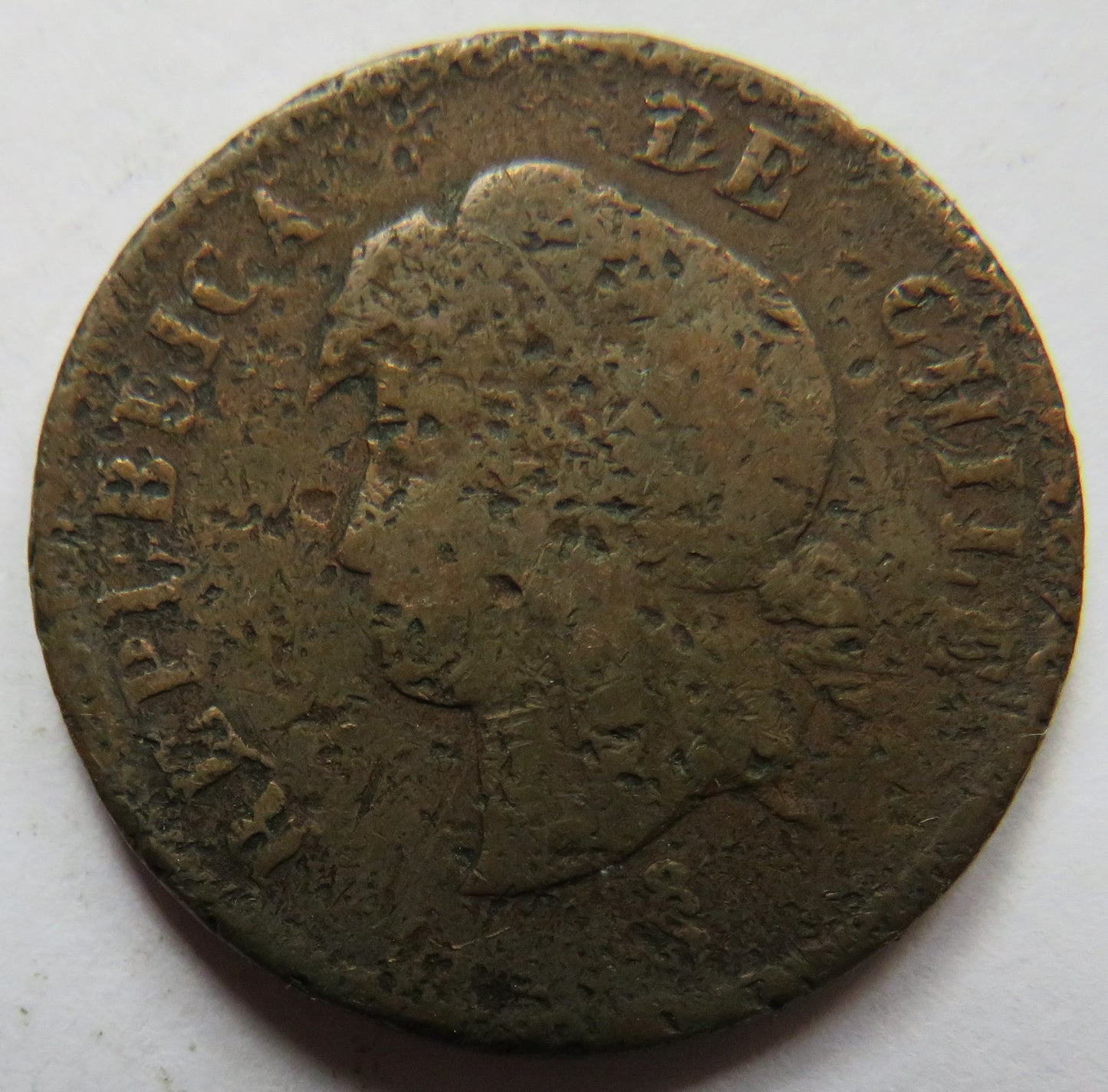 1887 Chile 2-1/2 Centavos Coin