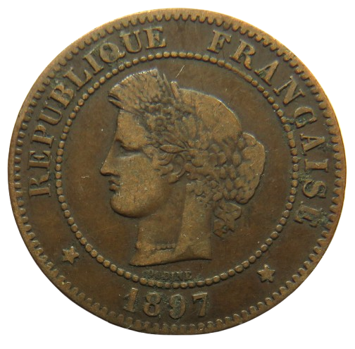 1897-A France 5 Centimes Coin