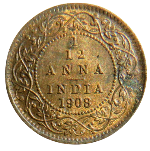 1908 King Edward VII India 1/12 Anna Coin