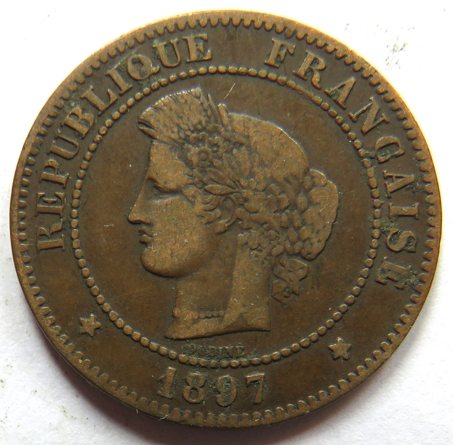 1897-A France 5 Centimes Coin