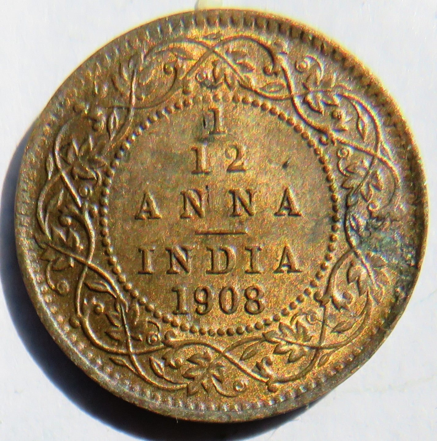 1908 King Edward VII India 1/12 Anna Coin
