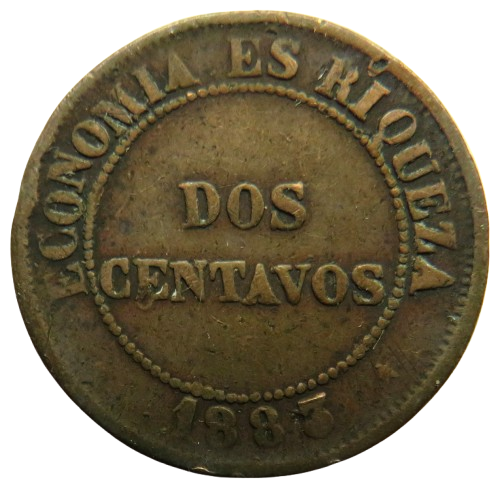 1883 Chile 2 Centavos Coin