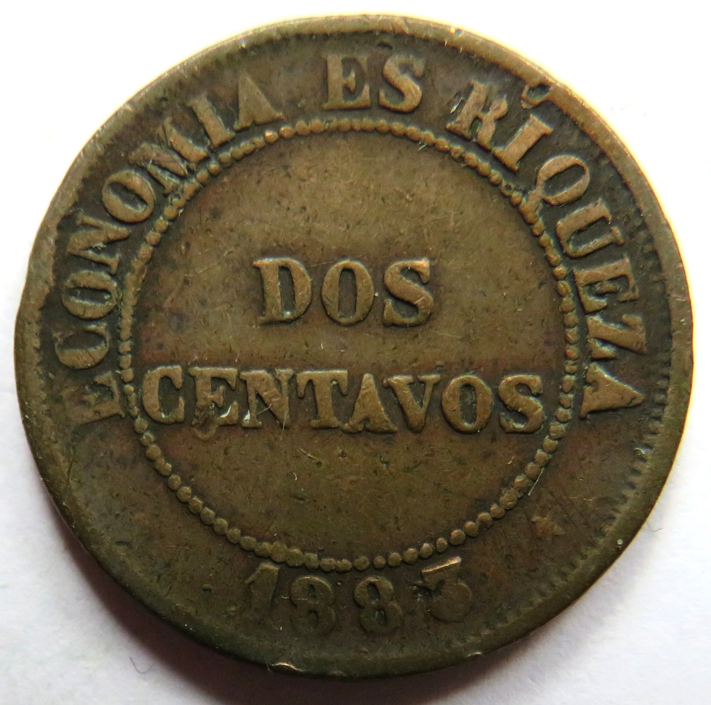 1883 Chile 2 Centavos Coin