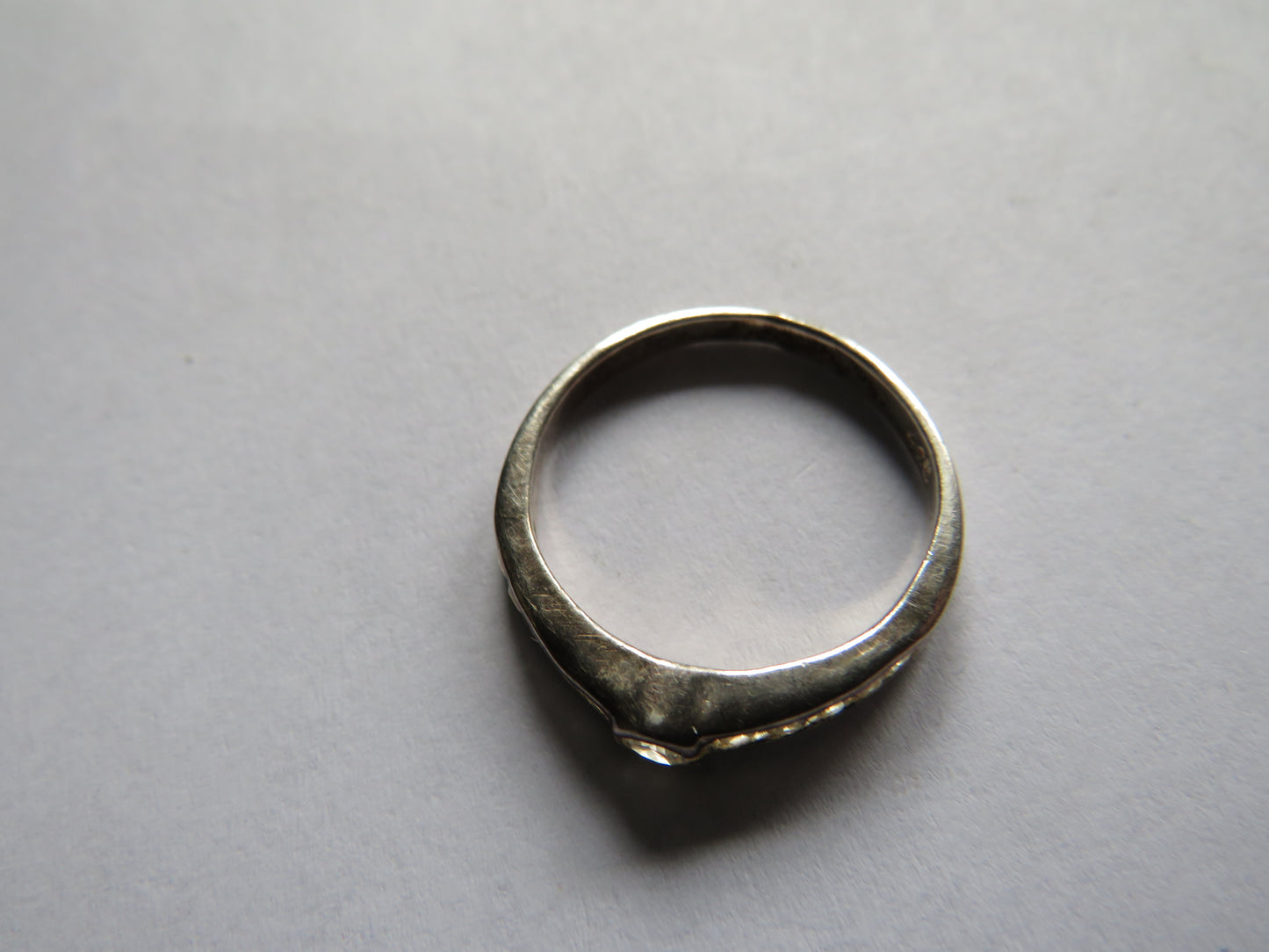 Stylish Ladies Sterling Silver & CZ Ring - UK Size P & 1/2