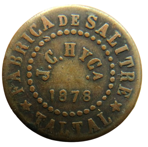 1878 Chile Trade Token Fabrica De Salitre Taltal 20 centavos