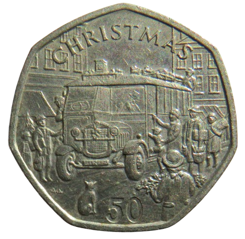 1987 Isle of Man Christmas 50p Fifty Pence Coin