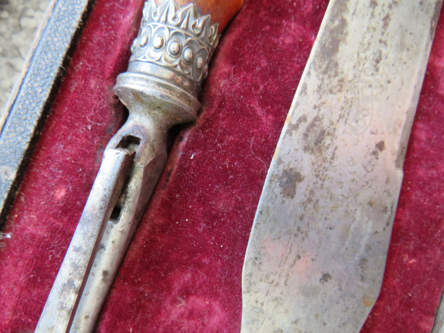 Antique Antler Handled Carving Set By L.M. Dickinson Sheffield