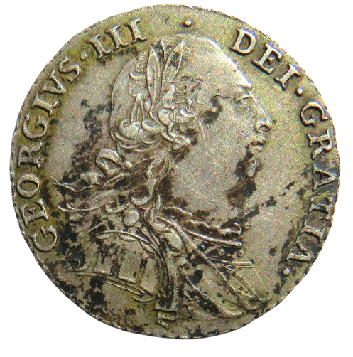 1787 King George III Silver Shilling Coin With Hearts
