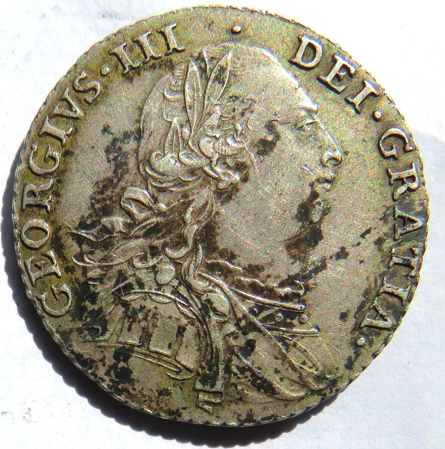 1787 King George III Silver Shilling Coin With Hearts