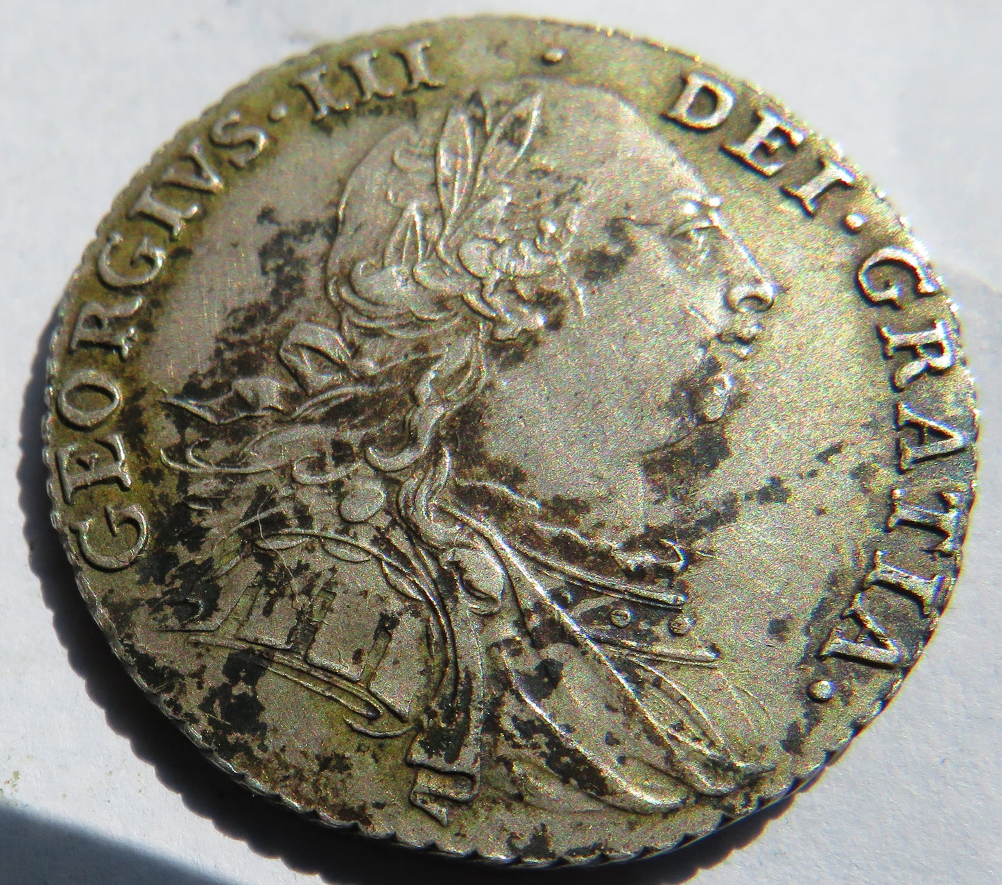1787 King George III Silver Shilling Coin With Hearts