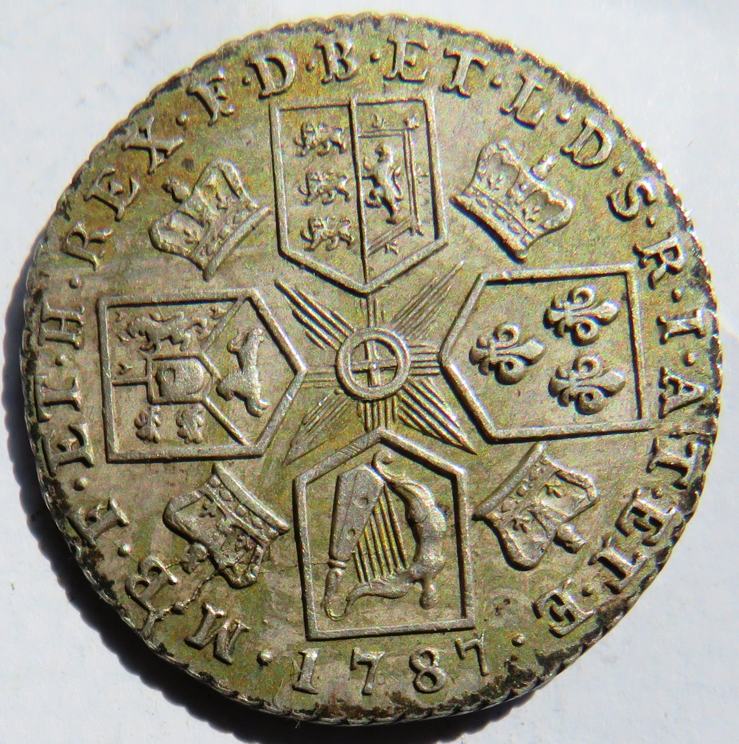 1787 King George III Silver Shilling Coin With Hearts