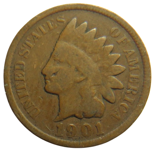 1901 USA Indian Head One Cent Coin