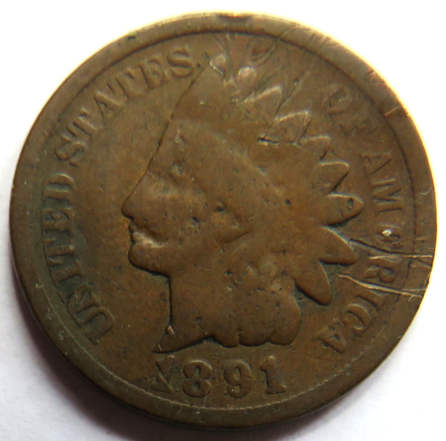 1891 USA Indian Head One Cent Coin