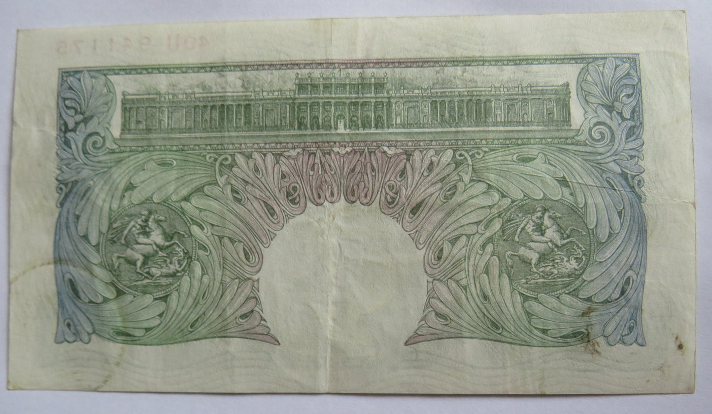 C.1934 Bank of England £1 One Pound Banknote K.O. Peppiatt 40U