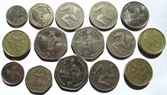 Small Collection of Coins From The Isle of Man Inc 50p's etc
