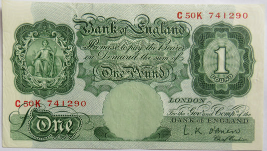 C.1955 Bank of England £1 One Pound Banknote L.K. O'Brien C50K