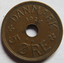 Load image into Gallery viewer, 1928 Denmark 5 Ore Coin
