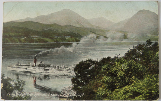 Vintage Postcard of From Bridge over Inversnaid Falls, Loch Lomond, 1909
