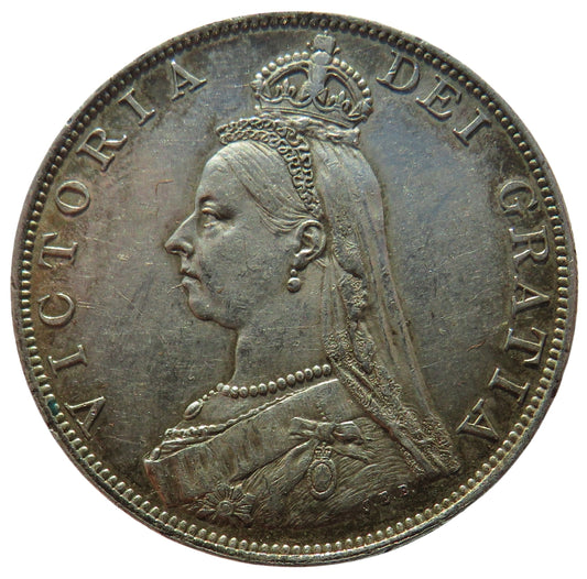 1887 Queen Victoria Silver Double Florin Coin - Great Britain